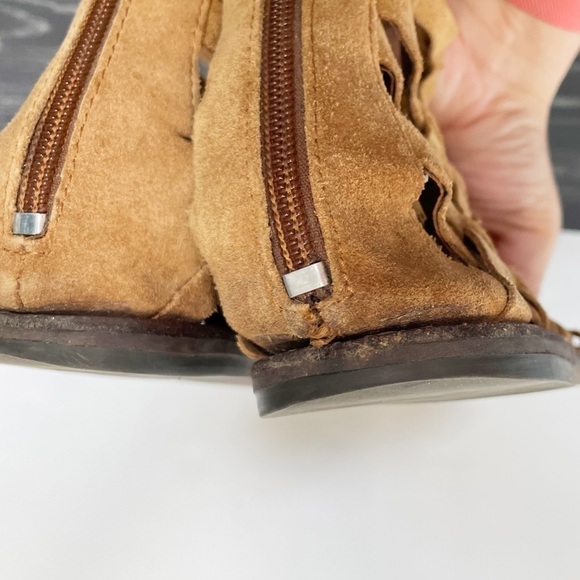 Free People Great Lengths Lace-up Light Tan Sandals Back Zip Leather - Picture 9 of 9